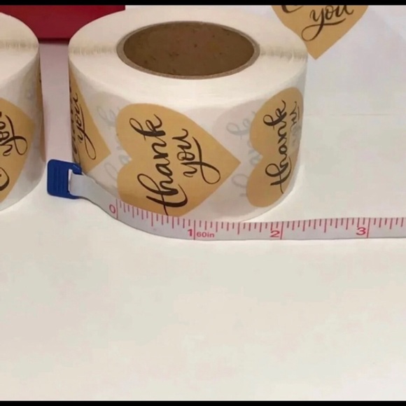 Heart Shaped Kraft Thank You Stickers - Picture 3 of 6